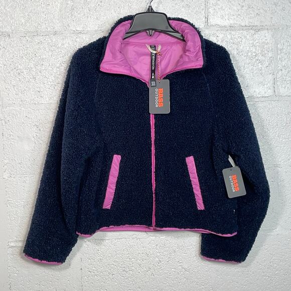 Bass Outdoor Women's Reversible Fleece Zip Jacket - blue/pink XS - Picture 1 of 13